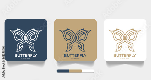 butterfly symbol, minimalist logo design with line art.