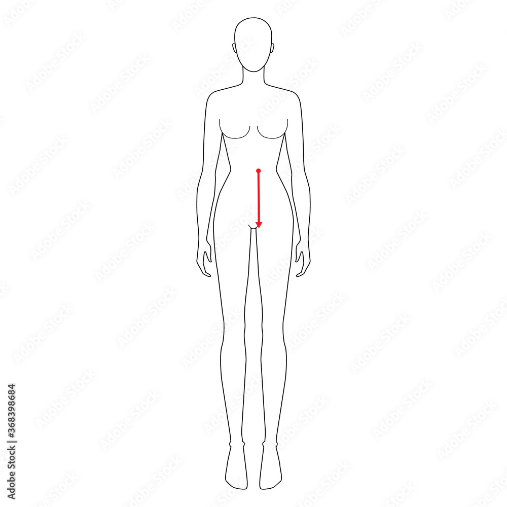 Women to do waist to hip measurement fashion Illustration for size chart. 7.5 head size girl for site or online shop. Human body infographic template for clothes. Women to do waist to hip measurement fashion Illustration for size chart. 7.5 head size girl for site or online shop. Human body infographic template for clothes.