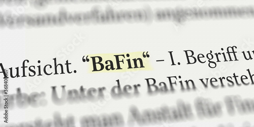 Finanzaufsicht und Bafin im Buch mit Textmarker markiert