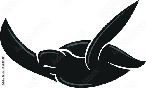 Silhouette of Sea Black Turtle