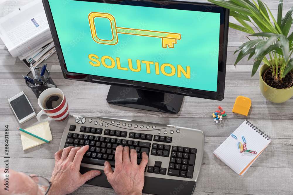 Solution concept on a computer Solution concept on a computer