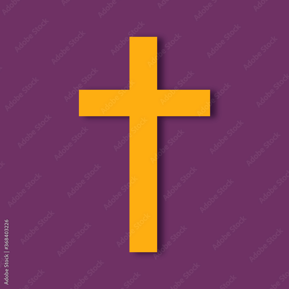 cross symbol yellow sign purple background 