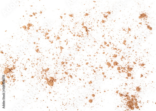 Cinnamon powder isolated on white background, top view