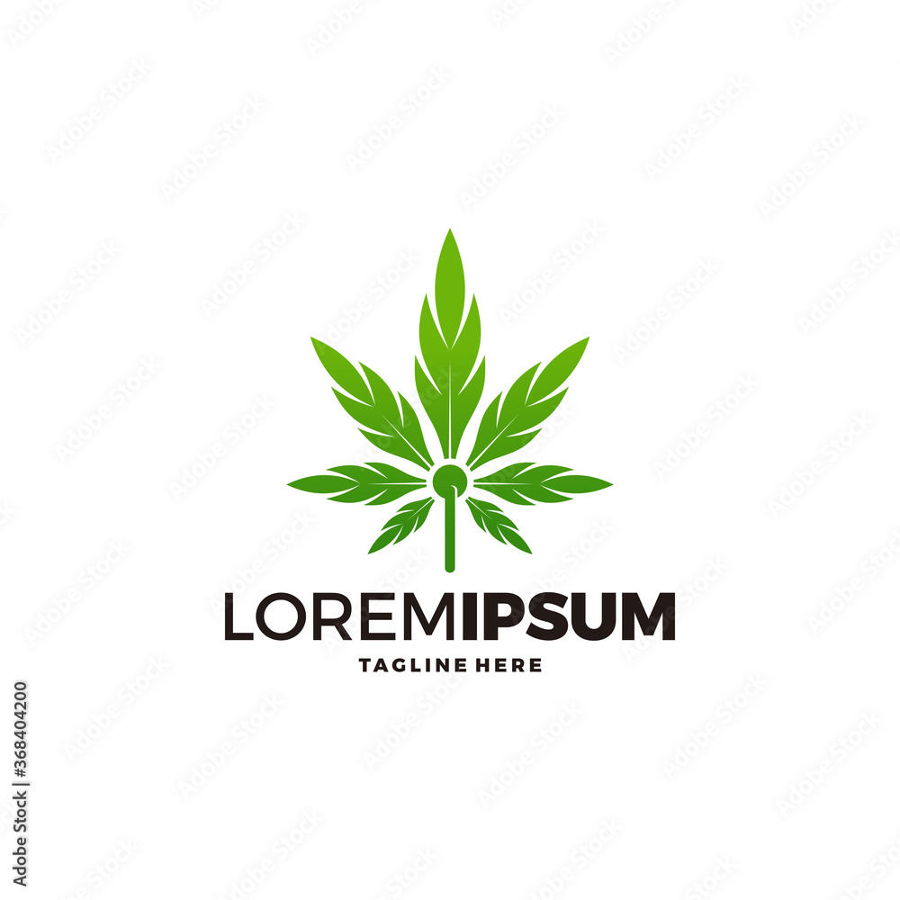 Obraz premium cannabis leaf logo design vector template