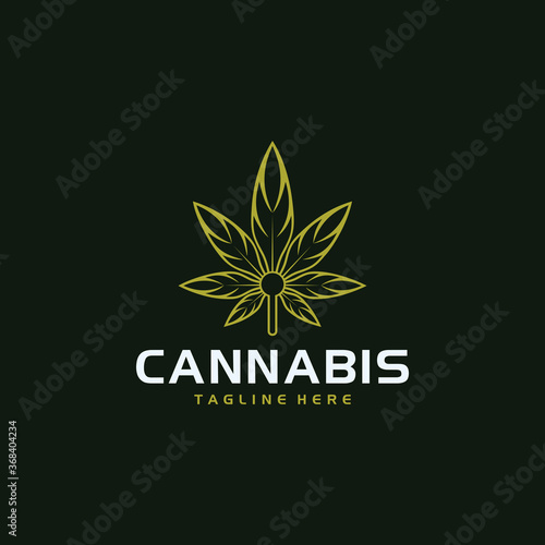 cannabis leaf logo design vector template