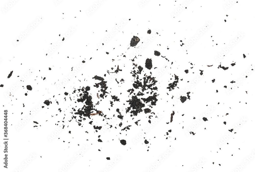 Dirt dust pile texture isolated on white background, top view Dirt dust pile texture isolated on white background, top view