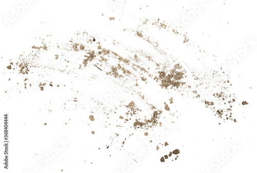 Soil dust pile isolated on white background, top view