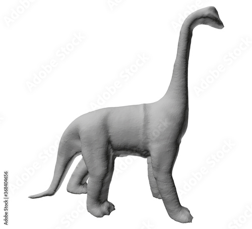 Polygonal dinosaur. Brachiosaurus with a long neck. 3D. Side view. Vector illustration