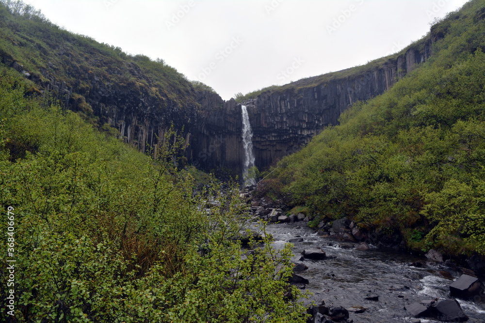 Beautiful Seljalandsfoss Waterfall in Iceland in Summer day