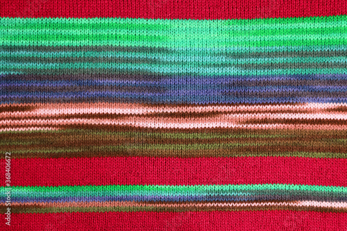 Front View of Colorful Striped Alpaca Knitted Wool Fabric in Horizontal Patterns 