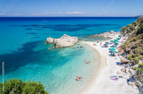 Obraz na płótnie Picturesque Xigia sandy beach with sulphur waters. It is situated on north east coast of Zakynthos island, Greece. w salonie