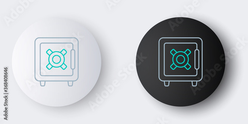 Line Safe icon isolated on grey background. The door safe a bank vault with a combination lock. Reliable Data Protection. Colorful outline concept. Vector.