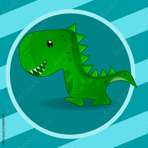 Dino green funny reptile. Cartoon cute dinosaur vector illustration. © Crashik