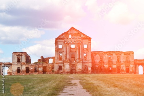 View of the ruins of the Ruzhany Palace in Belarus on a summer day