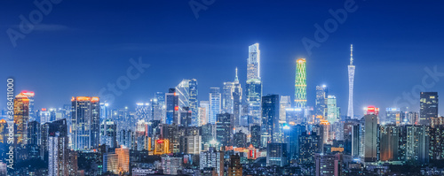 Guangzhou skyline from Baiyun moutain top photo
