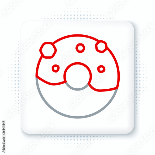 Line Donut with sweet glaze icon isolated on white background. Colorful outline concept. Vector.