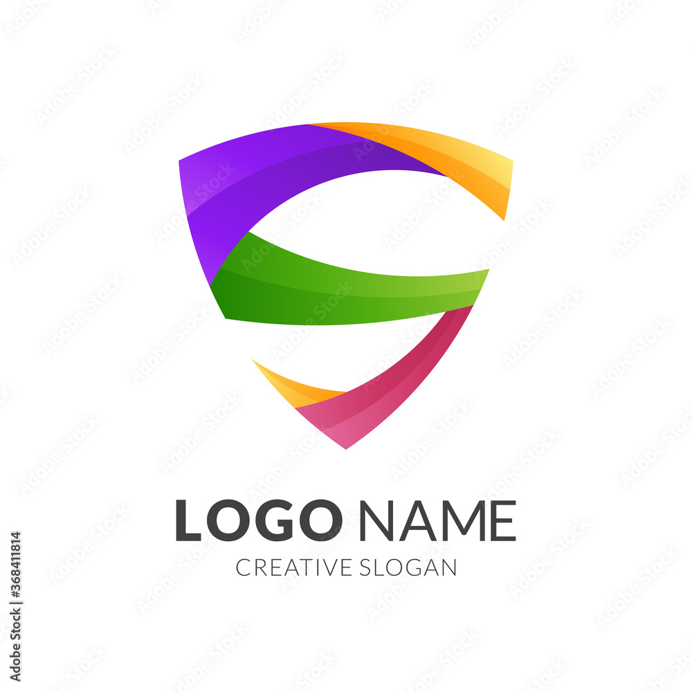 letter s and shield logo concept, modern 3d logo style in gradient vibrant colors letter s and shield logo concept, modern 3d logo style in gradient vibrant colors
