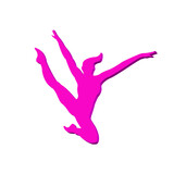 Girl dancing or jumping pink on a white background 3D, vector illustration