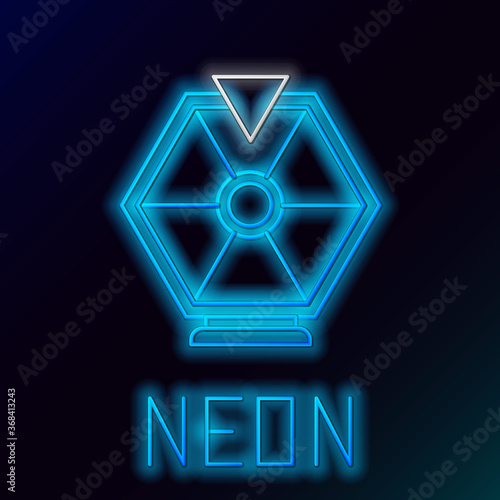 Glowing neon line Lucky wheel icon isolated on black background. Colorful outline concept. Vector.