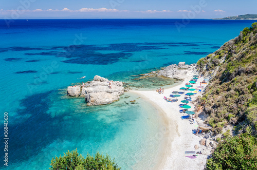 Picturesque Xigia sandy beach with sulphur waters. It is situated on north east coast of Zakynthos island, Greece.
