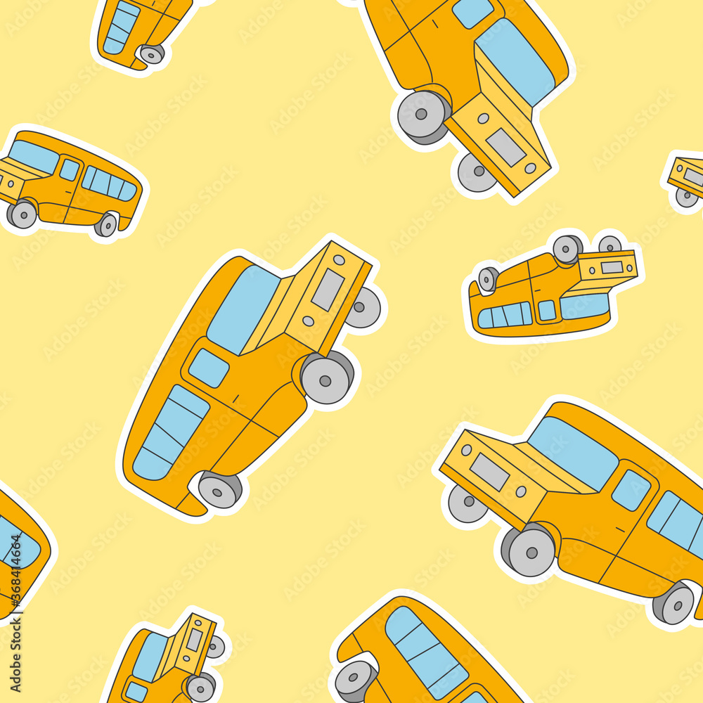 Wrapping paper - Seamless pattern of School Bus for vector graphic ...