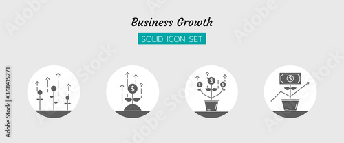 solid icon symbol set  finance business growth and investment Isolated flat vector design