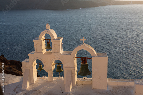 Streets Churches and buildings in Santorini island photo