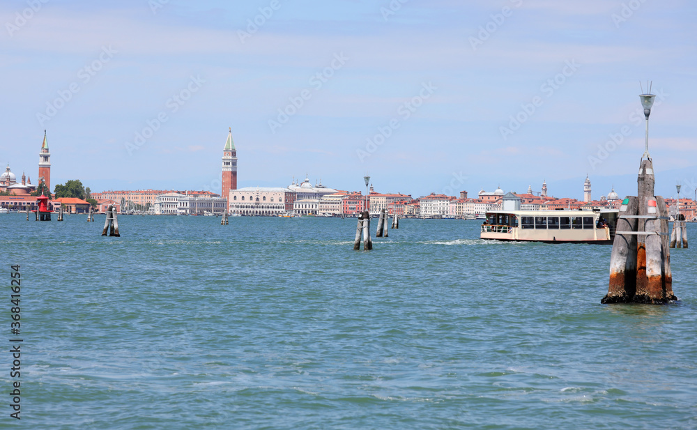view of the island of Venice in Italy with the Venetian lagoon