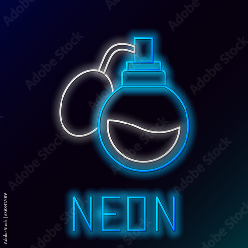 Glowing neon line Perfume icon isolated on black background. Colorful outline concept. Vector.