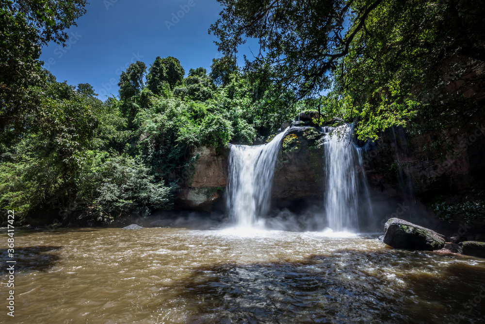Fototapeta premium Heo Suwat Waterfall in Khao Yai National Park, Thailand.