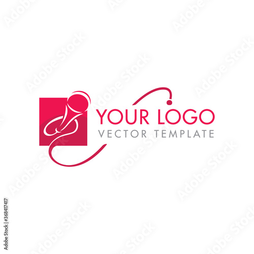 Microphone silhouette in rectangle - vector logo template for leading, singer, event, karaoke party