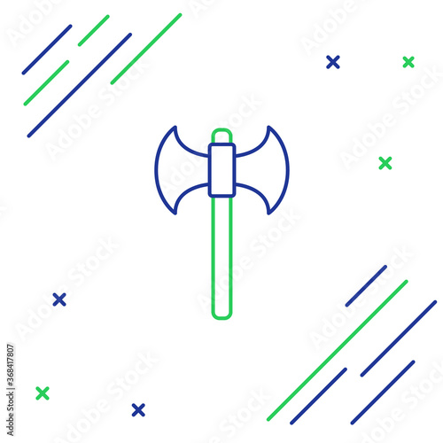 Line Medieval axe icon isolated on white background. Battle axe, executioner axe. Colorful outline concept. Vector.
