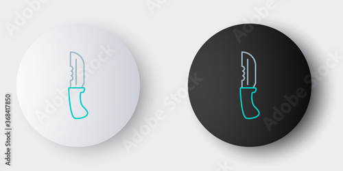 Line Military knife icon isolated on grey background. Colorful outline concept. Vector.