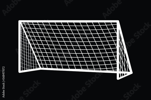 Soccer goal flat icon. Vector on black background