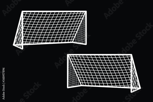 Soccer goal flat icon. Vector on black background