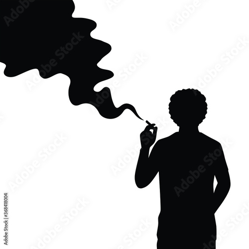 Smoking man silhouette vector on white background