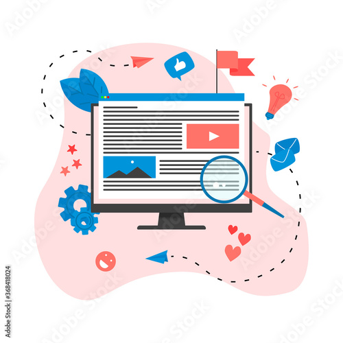 Content Marketing, Blogging and SMM concept. Articles and media materials.