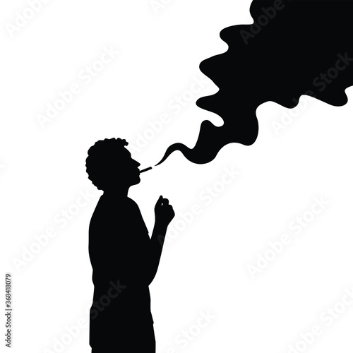 Smoking man silhouette vector on white background