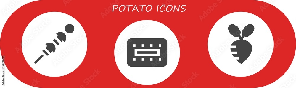 Modern Simple Set of potato Vector filled Icons Modern Simple Set of potato Vector filled Icons