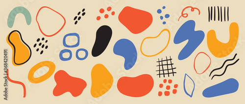 Hand drawn abstract arts vector element collection. Organic Shapes and brush design for cover, banner background. social post and stories background decoration, print, wallpaper. Vector illustration