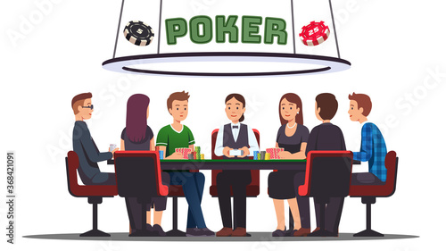 Poker cards tournament. Six profi poker players