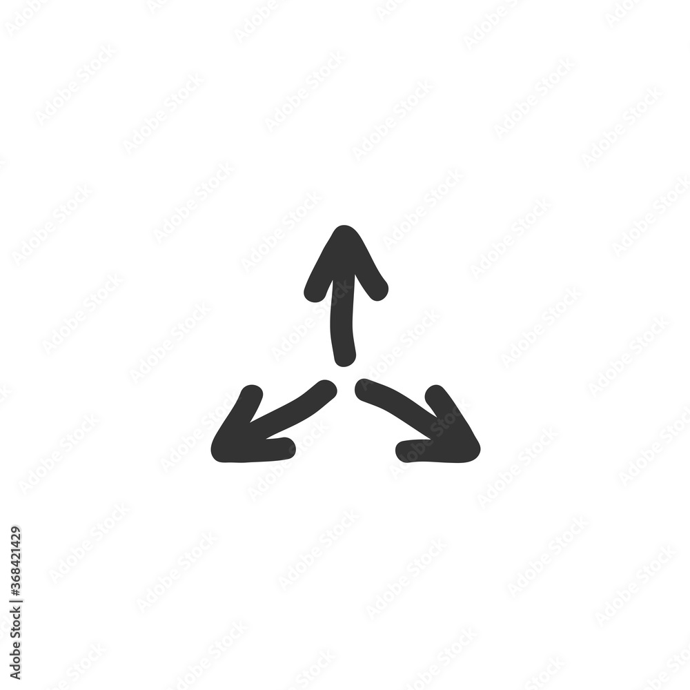 Three black hand drawn arrows point out from the center. Expand Arrows icon. Three black hand drawn arrows point out from the center. Expand Arrows icon.