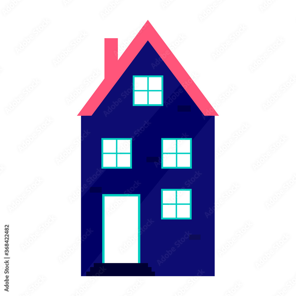 Flat design of a modern city House. Colorful flat-style house. The concept of the city. Flat design of a modern city House. Colorful flat-style house. The concept of the city.