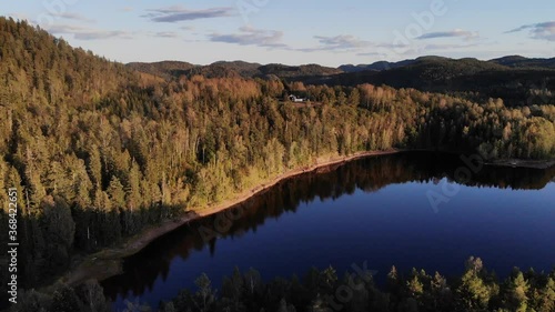 Mountsin lske in Telemark, Norway. 4k drone footage photo