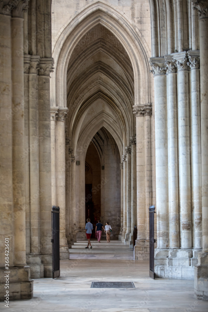   Nave in Basilique Saint-Urbain, 13th century gothic church in Troyes, France