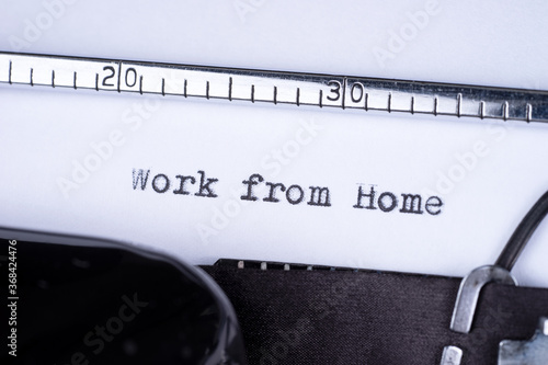 Work from Home. Text written with a old typewriter