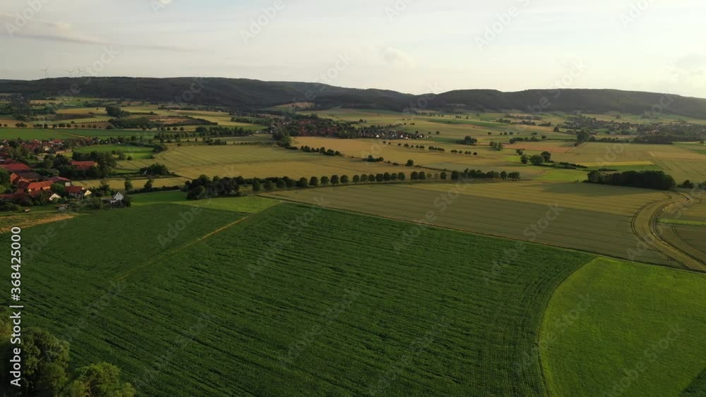 Drone flight over river Weser , Germany Drone flight over river Weser , Germany