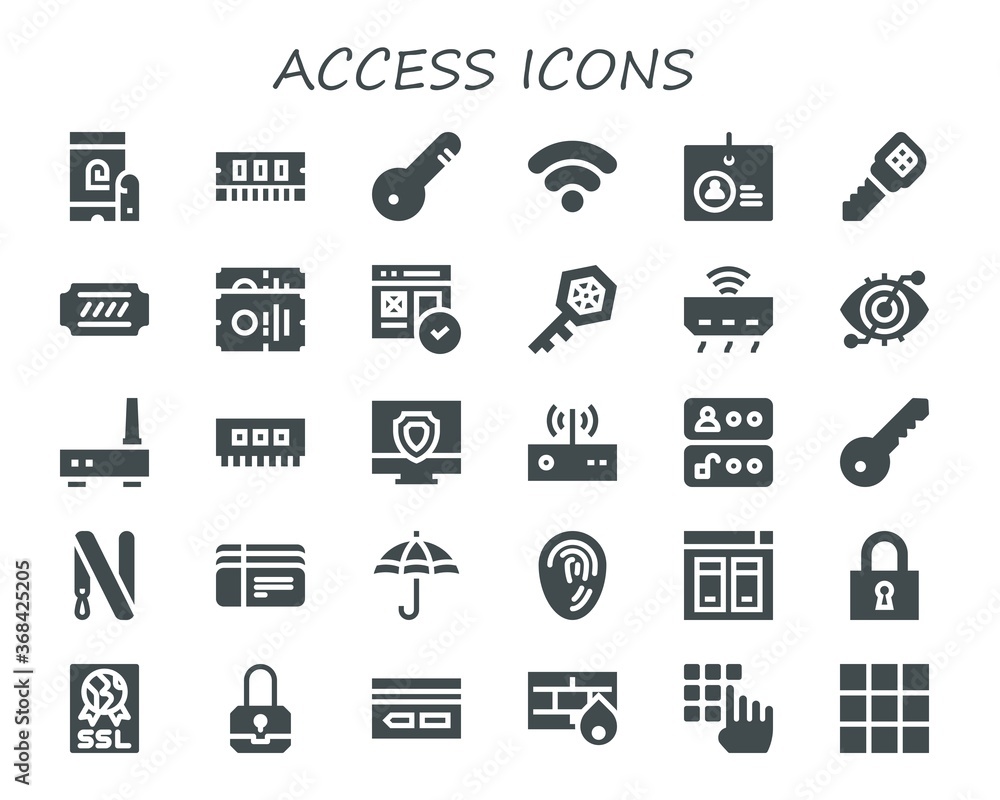 Modern Simple Set of access Vector filled Icons Modern Simple Set of access Vector filled Icons