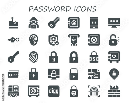 Modern Simple Set of password Vector filled Icons