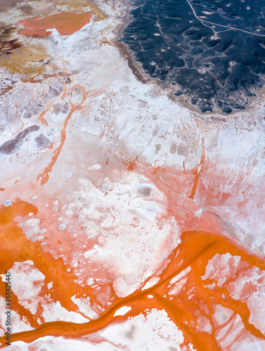 Patterns, Aerial View, Laguna Carachi Pampa, El Peñón village, La Puna, Argentina, South America, America photo